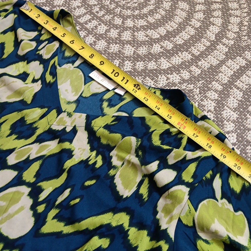 Bellisima by Kim Gravel Tunic Womens Plus 3X Green Blue Flowing Geometric Career - Picture 7 of 12